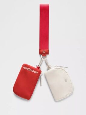 Lululemon Dual Pouch Wristlet in Oxford Red/Light Ivory/Silver